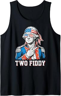 4th of July Two Fiddy George Washington 250 Funny Tank Top