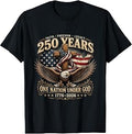 Vintage 250 Years One Nation Under God 1776-2026 4th of July T-Shirt