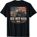 Big Boy 4014 Train Engineer Steam Train American Flag July 4 T-Shirt