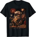 July 4th Patriotic Cat 250 Eating Hotdog 250 Years Cat Lover T-Shirt
