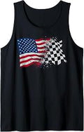 4th of July Checkered USA American Flag Car Racing Track Tank Top