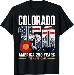 America 250 Colorado 150 Years Vintage USA Flag 4th of July T-Shirt