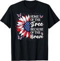 Home of The Free Because of The Brave Floral 4th of July T-Shirt