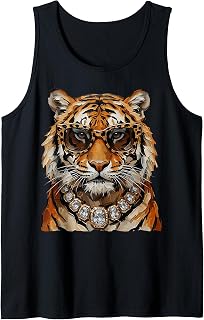 Cool Tiger Roar Leopard Sunglasses Funny Tank Top