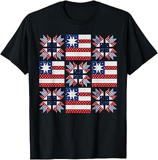 Patriotic Quilt Block American Quilter Sewing Craft Lover T-Shirt