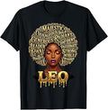 Black Woman Afro Leo Zodiac Sign Typography T-Shirt