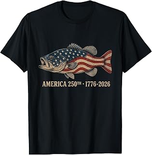 250 Years 1776-2026 Bass Fishing 250th Anniversary 4th July T-Shirt
