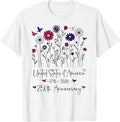 250th Anniversary USA Flowers 250 Years America 4th of July T-Shirt