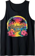 Retro Midnight Sun Paradise Sunset Beach Vacation Tank Top