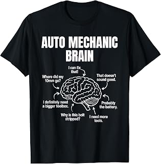 Auto Mechanic Brain Funny Car Repair Auto Garage Mechanic T-Shirt