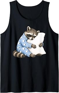 Raccoon Sleeping in Cute Pajamas Sleep Tank Top
