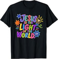 Jesus Lights Christian Bible Verse John 8:12 Glowing Decor T-Shirt