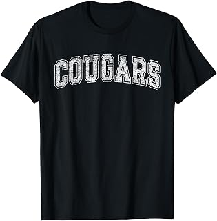 Cougars High School Sports Team Spirit Vintage Distressed T-Shirt
