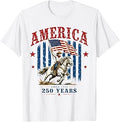 America 250th Anniversary Western Patriotic 4th of July T-Shirt