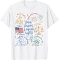 Stars Stripes & Equal Right Doodle USA Political Liberal T-Shirt