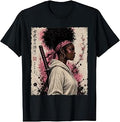 Afro American Modern Samurai Girl as Black Anime Warrior T-Shirt
