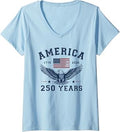 Women's America USA 250th Anniversary Eagle 250 Years V-Neck T-Shirt