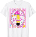 Striped Preppy 1st Grade Back to School Students Kids Girls T-Shirt