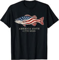 250 America Years 1776 2026 Fishing USA Flag 250th T-Shirt