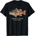 USA 250th 1776 2026 Patriotic Bass Fishing T-Shirt