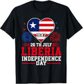Liberia Independence Day 1847 Patriotic Heart Liberian Flag T-Shirt