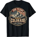 America 250 Colorado 150 Years American Flag 4th of July Tee T-Shirt