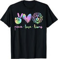 Lion Mascot Back to School Spirit Peace Love Lions Kids Mom T-Shirt