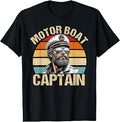 Vintage Motor Boat Captain Retro 70s 80s Sailor Boating Mens T-Shirt