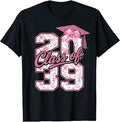 Class of 2039 Grow with Me Graduation Pink Coquette Bow Girl T-Shirt