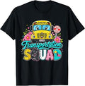 Transportation Squad Bus Driver Back to School Flower T-Shirt