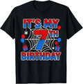 Its My 7th Birthday Boy 7 Year Old Spider Web Birthday Party T-Shirt