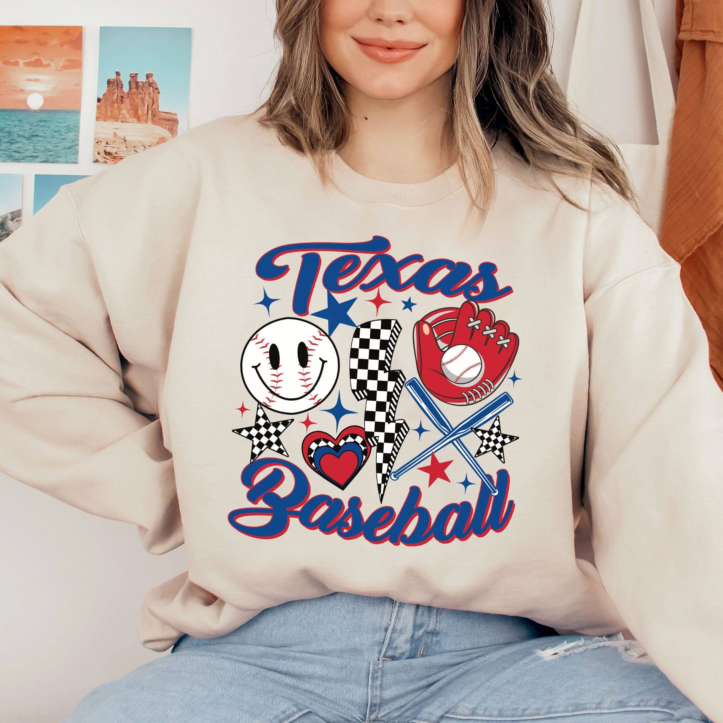 Retro Texas Rangers Game Day Crewneck Sweatshirt