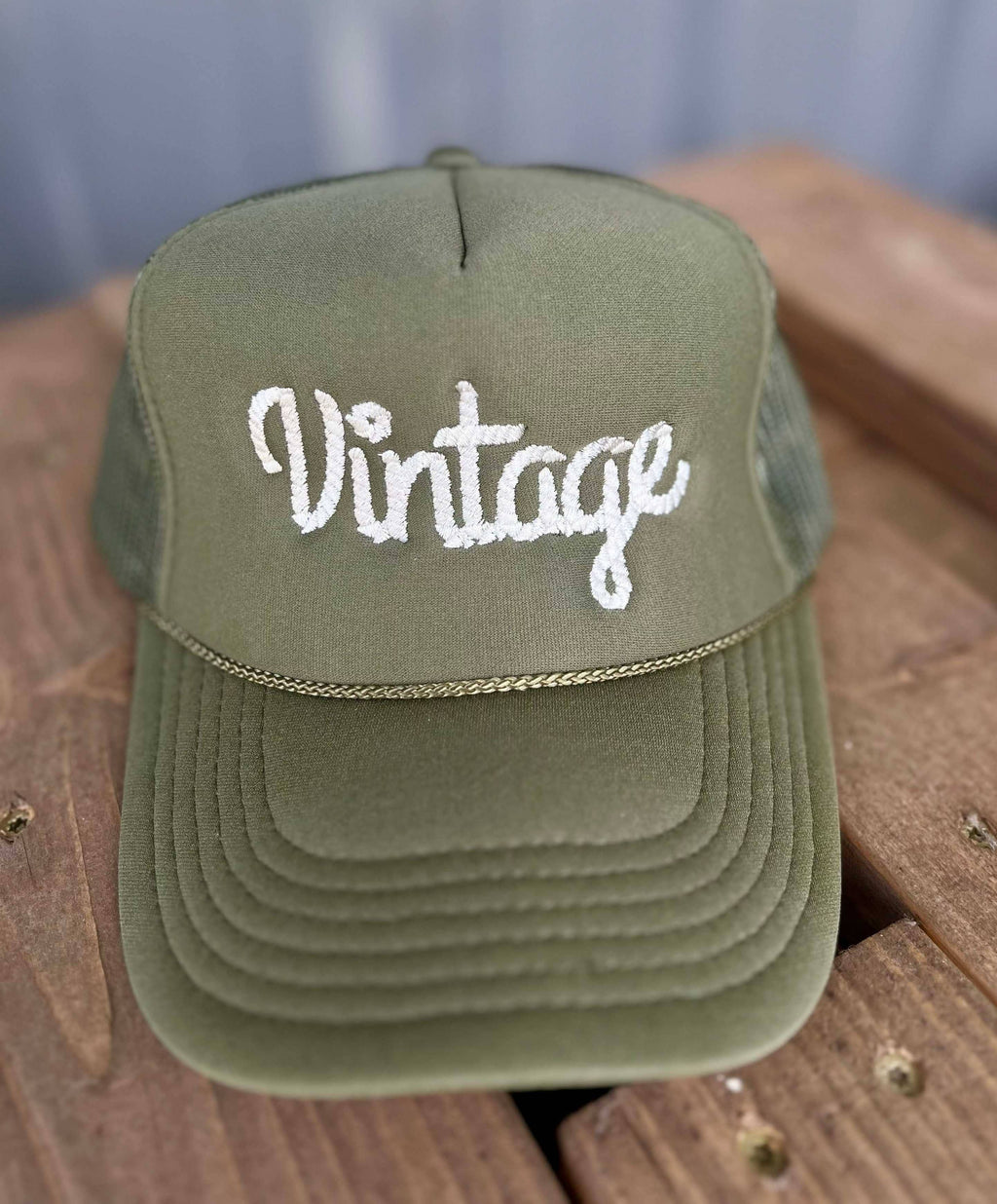 Vintage Rope Embroidery - Olive Otto Trucker Hat