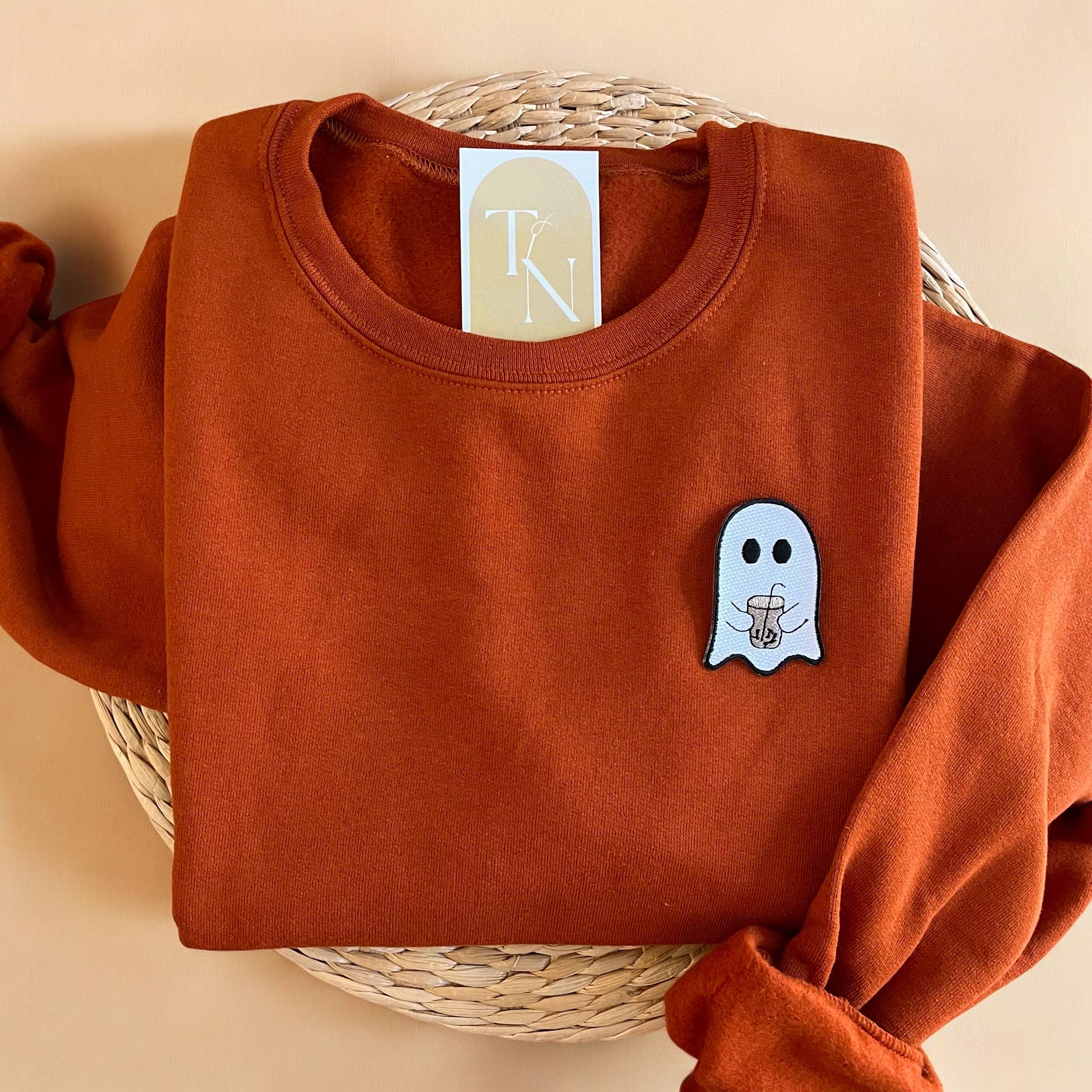 Ghost with Iced Coffee Sweatshirt, Halloween Sweatshirts