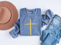 Christian Gold Cross Blu Spring Women's Graphic Sweatshirt