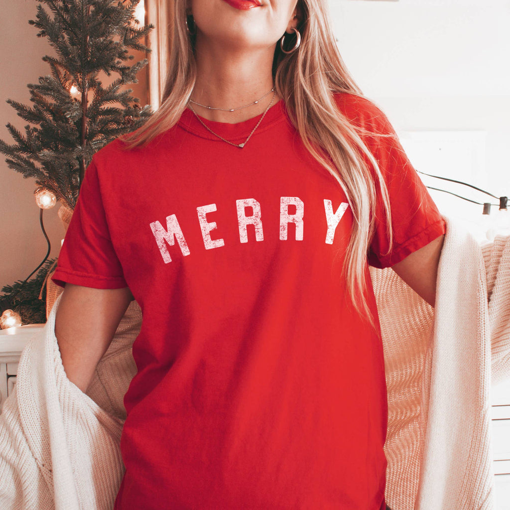 Merry T-Shirt, Comfort Colors Garment Dyed Christmas Tee
