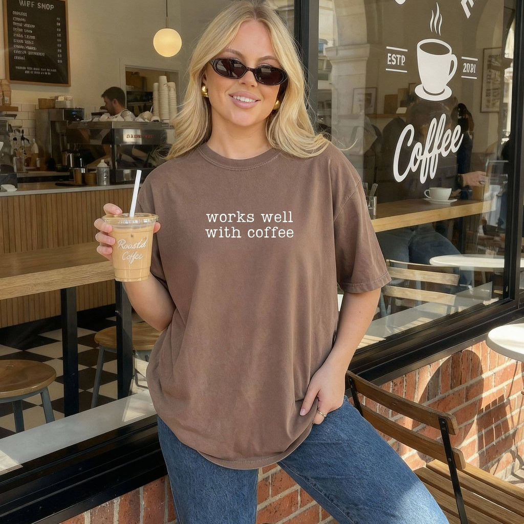 Works Well with Coffee Tee - Floral Summer Graphic Tee