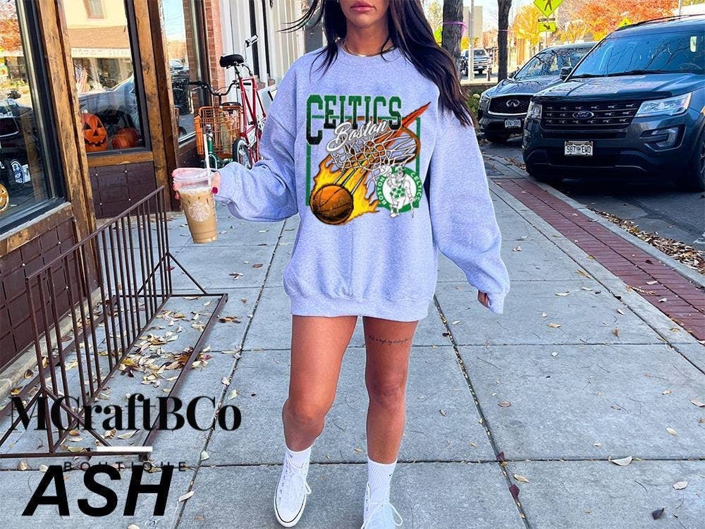Vintage 90s Boston Basketball Crewneck Sweatshirt Unisex