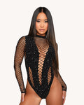 Midnight Tease Rhinestone Bodysuit
