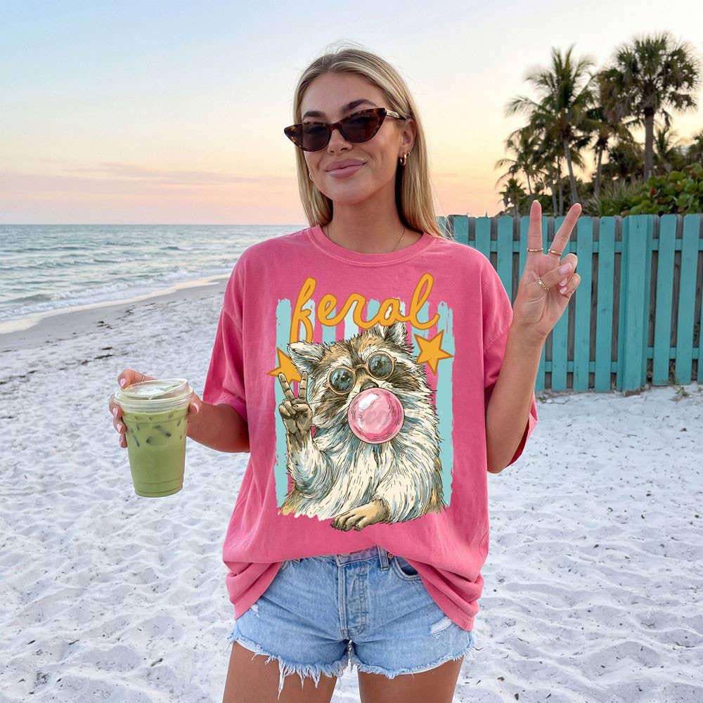 Feral Retro Raccoon Tee