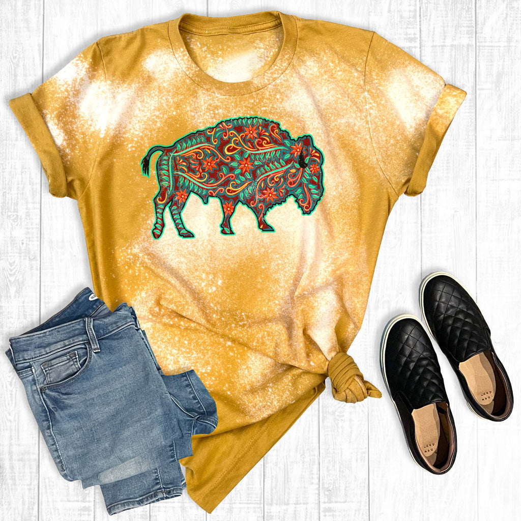 Distressed Floral Buffalo