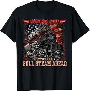 Big Boy 4014 Vintage 250 Steam Locomotive Railroad USA Flag T-Shirt