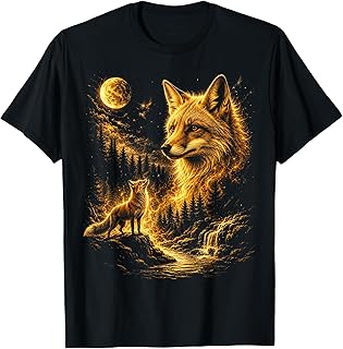 Cute Fox Graphic Tee Boys Men Nature Animal Vintage T-Shirt