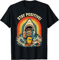 Stay Positive Funny Shark 80s Retro Distressed Motivational T-Shirt