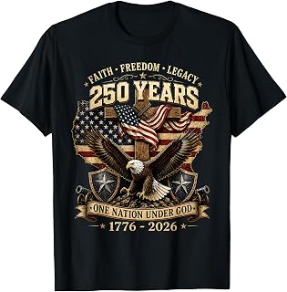 250 Years Faith Freedom Legacy Eagle 250th Anniversary USA T-Shirt