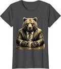 Funny Bear in Business Suit Office Coffee Graphic T-Shirt
