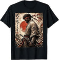 Afro American Samurai Bushido Warrior Japanese Ukiyo-e Art T-Shirt