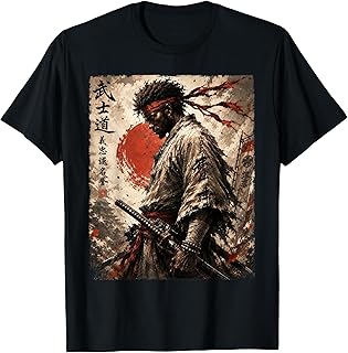 Afro American Samurai Bushido Warrior Japanese Ukiyo-e Art T-Shirt