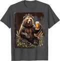 Royal Bear King with Beer Mug Graphic T-Shirt