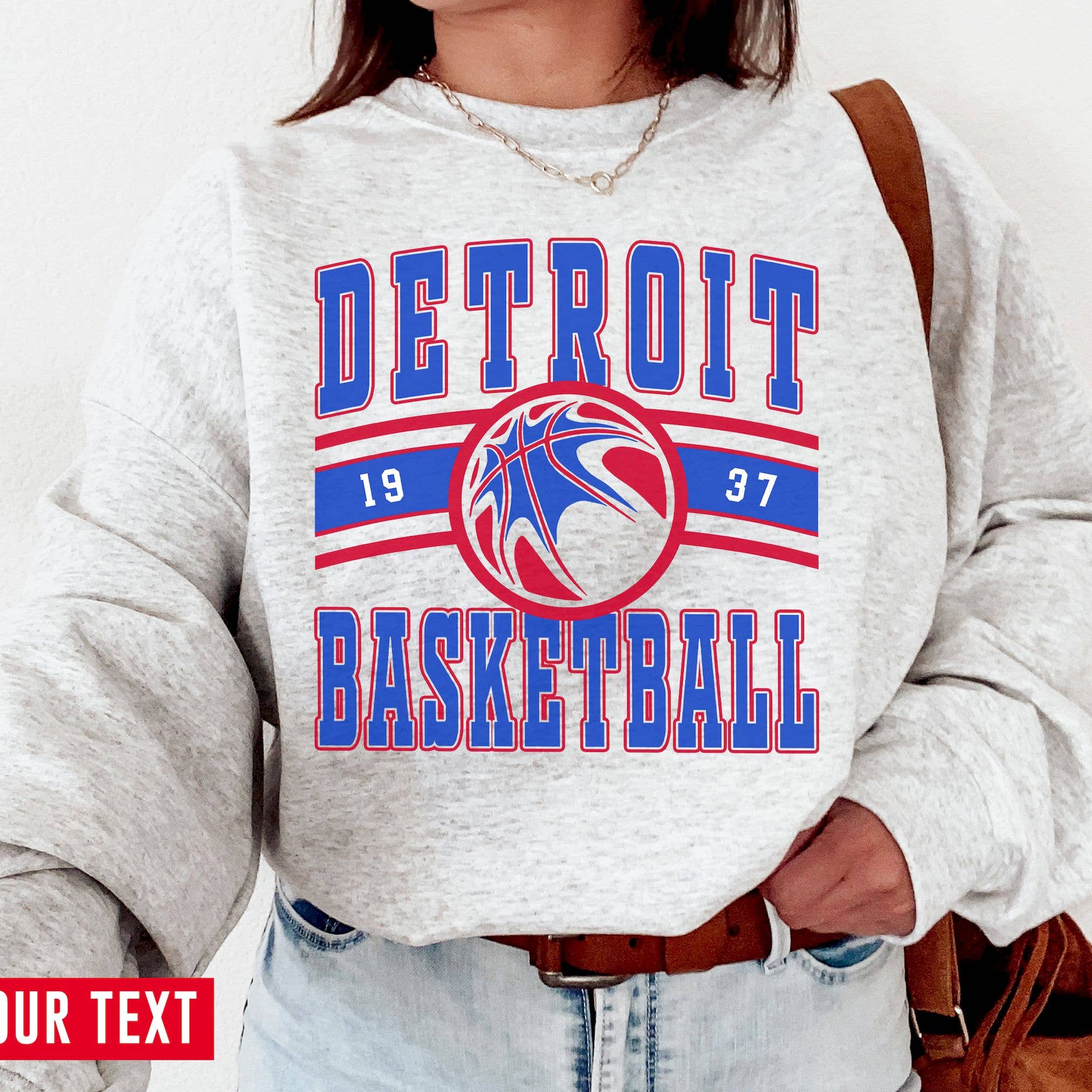 Vintage Detroit Pistons Basketball T- Sweatshirt – Retro Fan